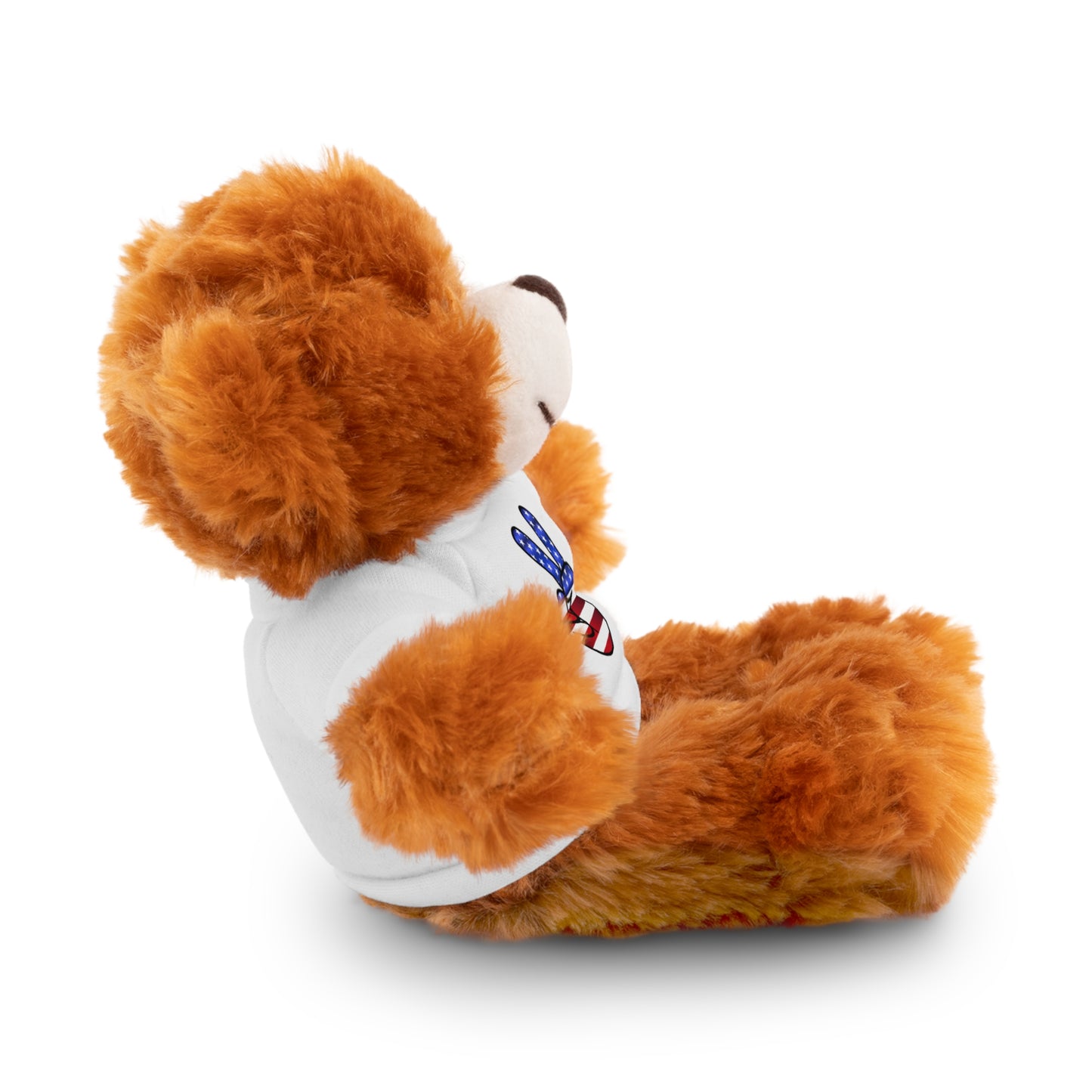 Stuffed Teddy Bear Peace Sign Red White Blue