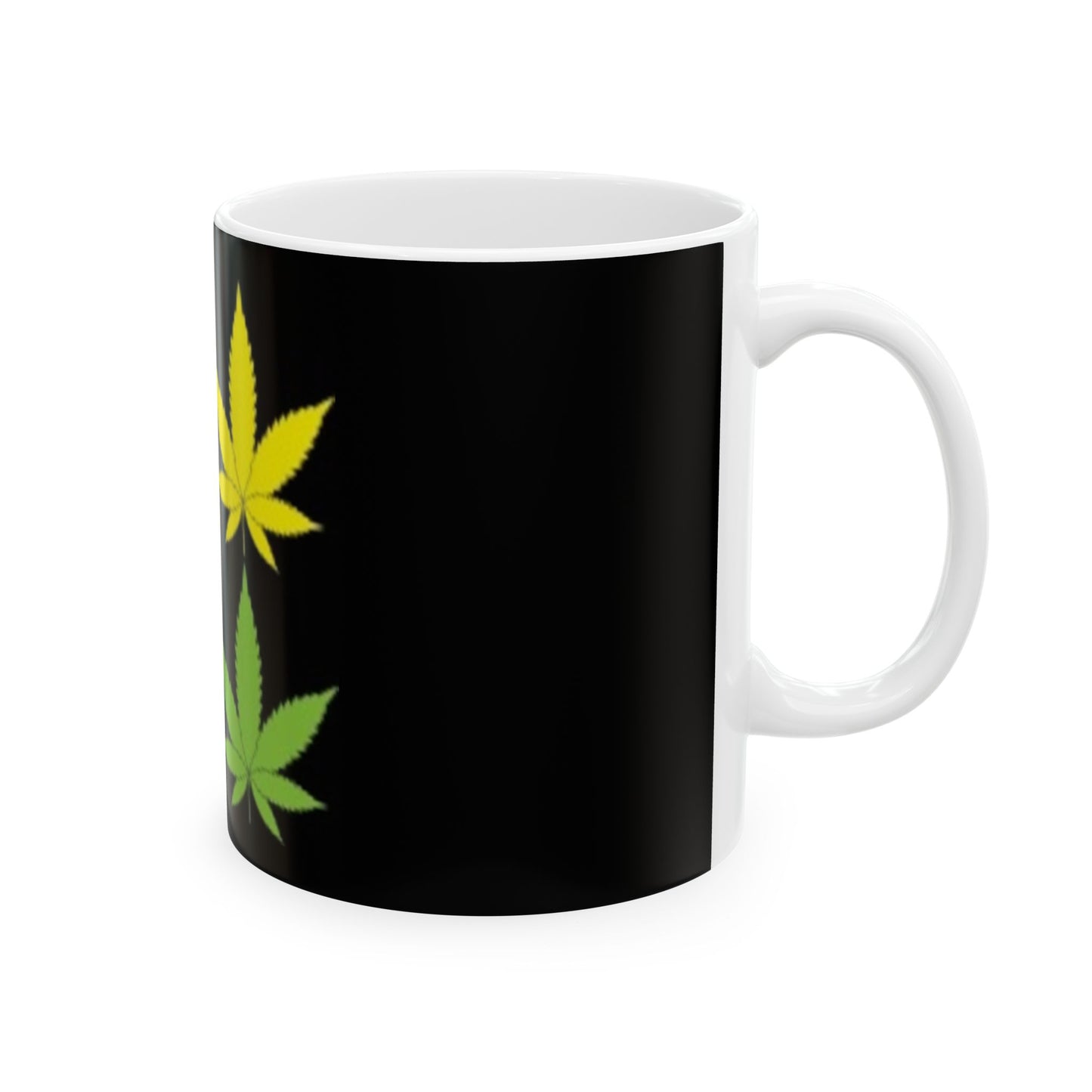 Tasse en céramique (11 oz, 15 oz) Feuille de marijuana Bleu Jaune Rose Vert
