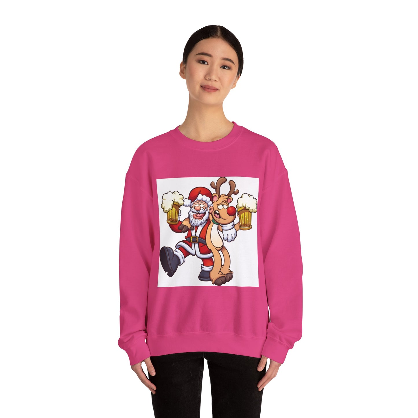 Sweatshirt Santa Claus Reindeer drinking beer 🍺