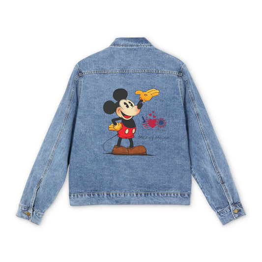 Mickey Mouse Graphic Men's Denim Jacket - Casual Retro Style