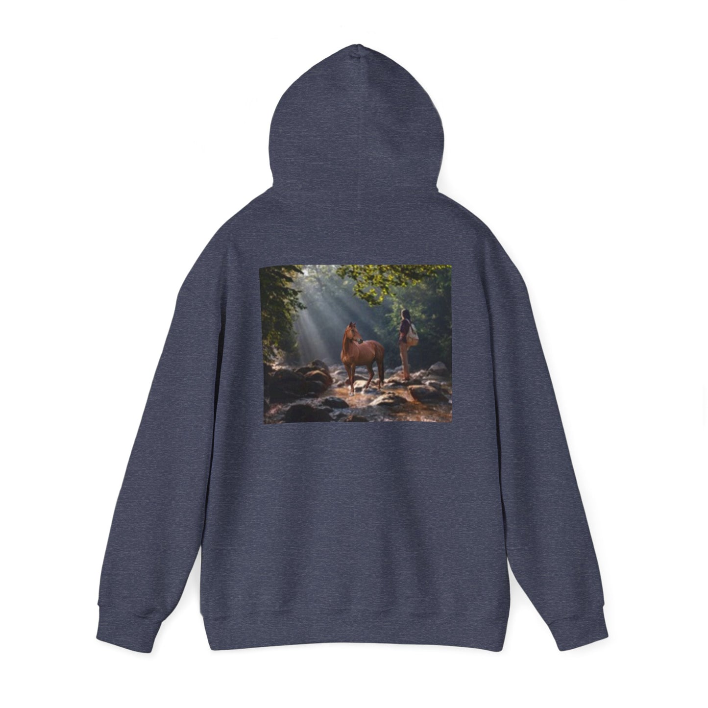 Sudadera unisex con capucha inspirada en la naturaleza con diseño de mariposa y caballo 