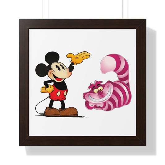 Framed Horizontal Poster Mickey Mouse & Chestire Cat