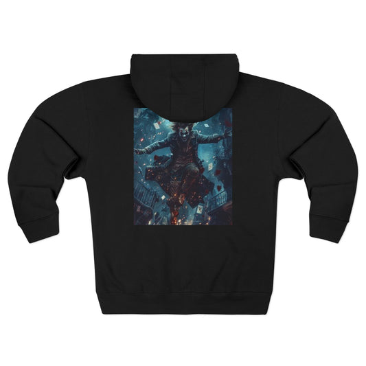 Sudadera unisex con cremallera Mystical Eye and Joker: perfecta para los amantes de la fantasía y el cómic.