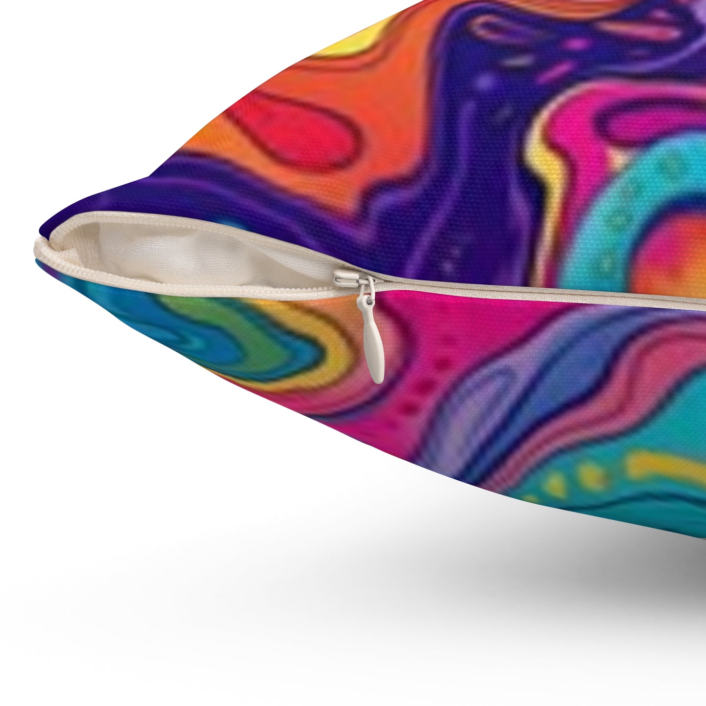 Almohada de arte abstracto vibrante - Cojín decorativo de poliéster hilado colorido