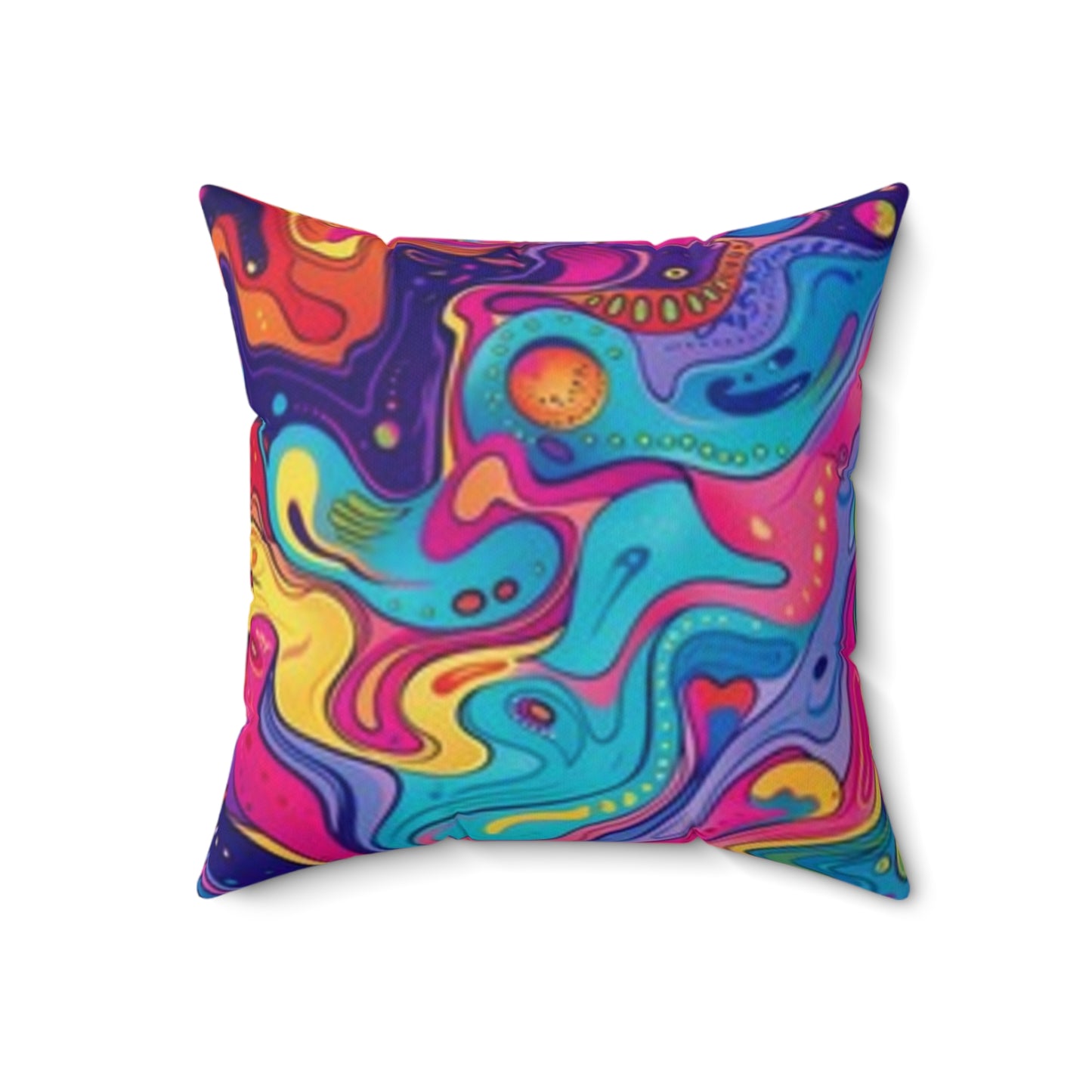 Almohada de arte abstracto vibrante - Cojín decorativo de poliéster hilado colorido