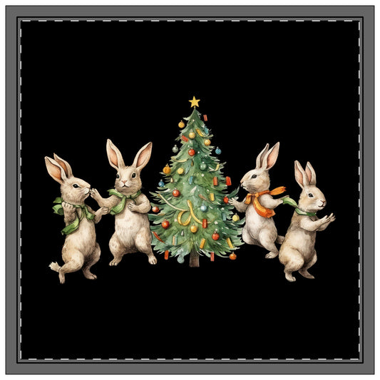 Serviettes, lot de 4, sapin de Noël à quatre lapins, superbe cadeau