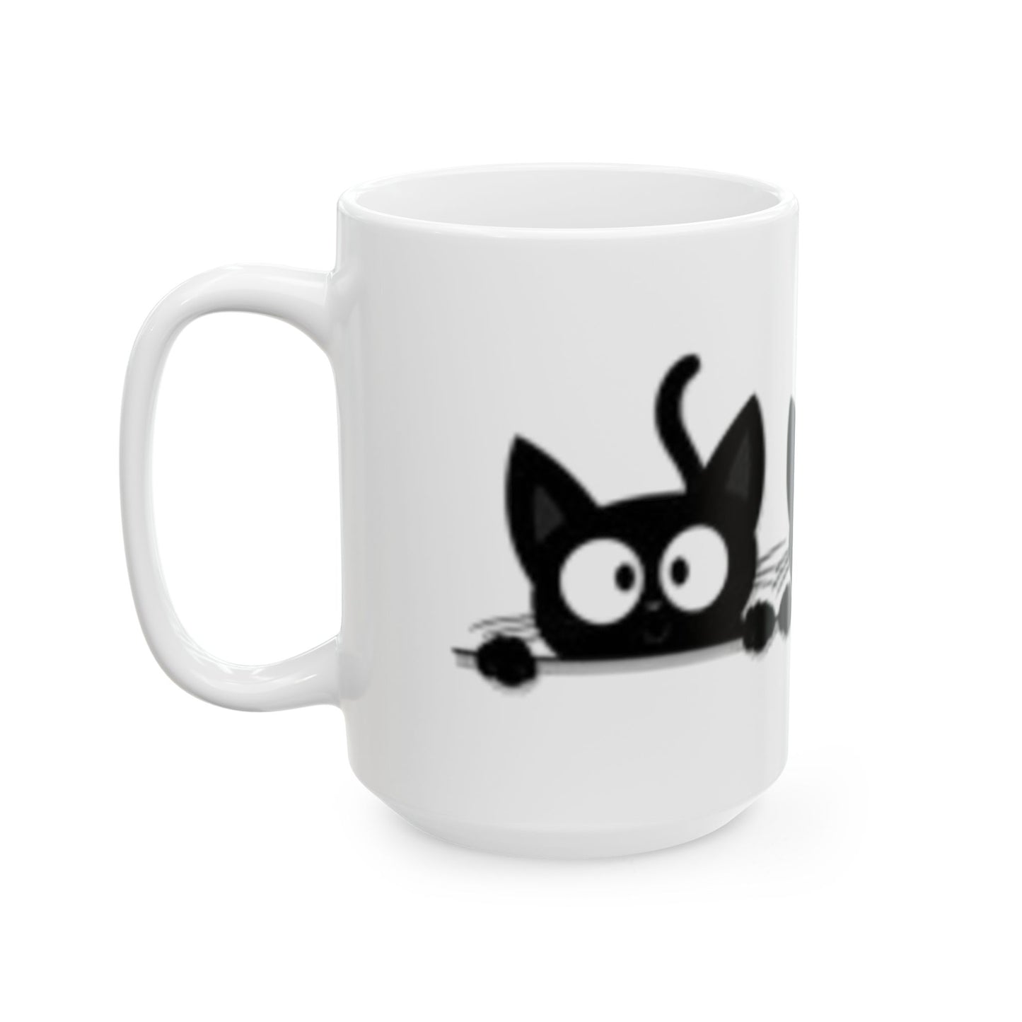 Three Black Cats with Large Eyes Ceramic Mug, (11oz, 15oz)