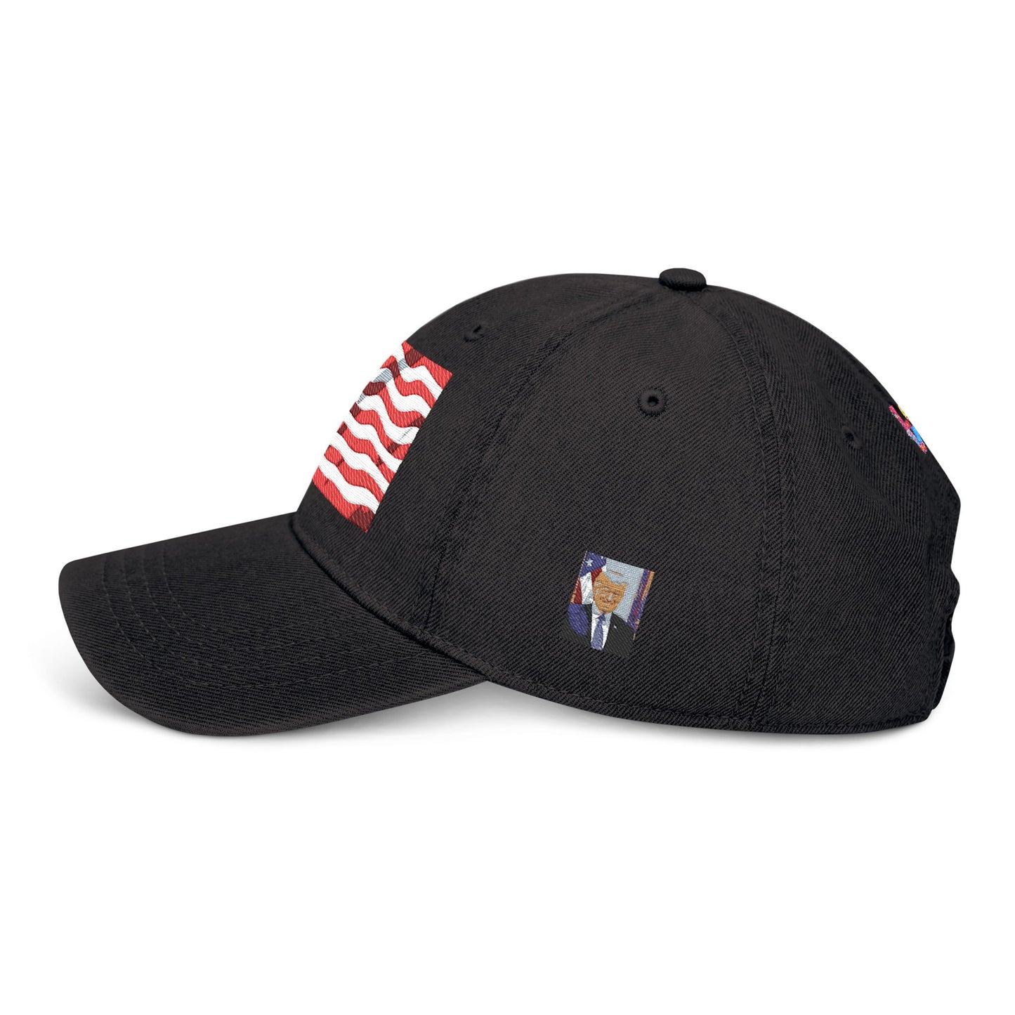 Patriotic Denim Hat USA Flag USA President Trump Fist Love