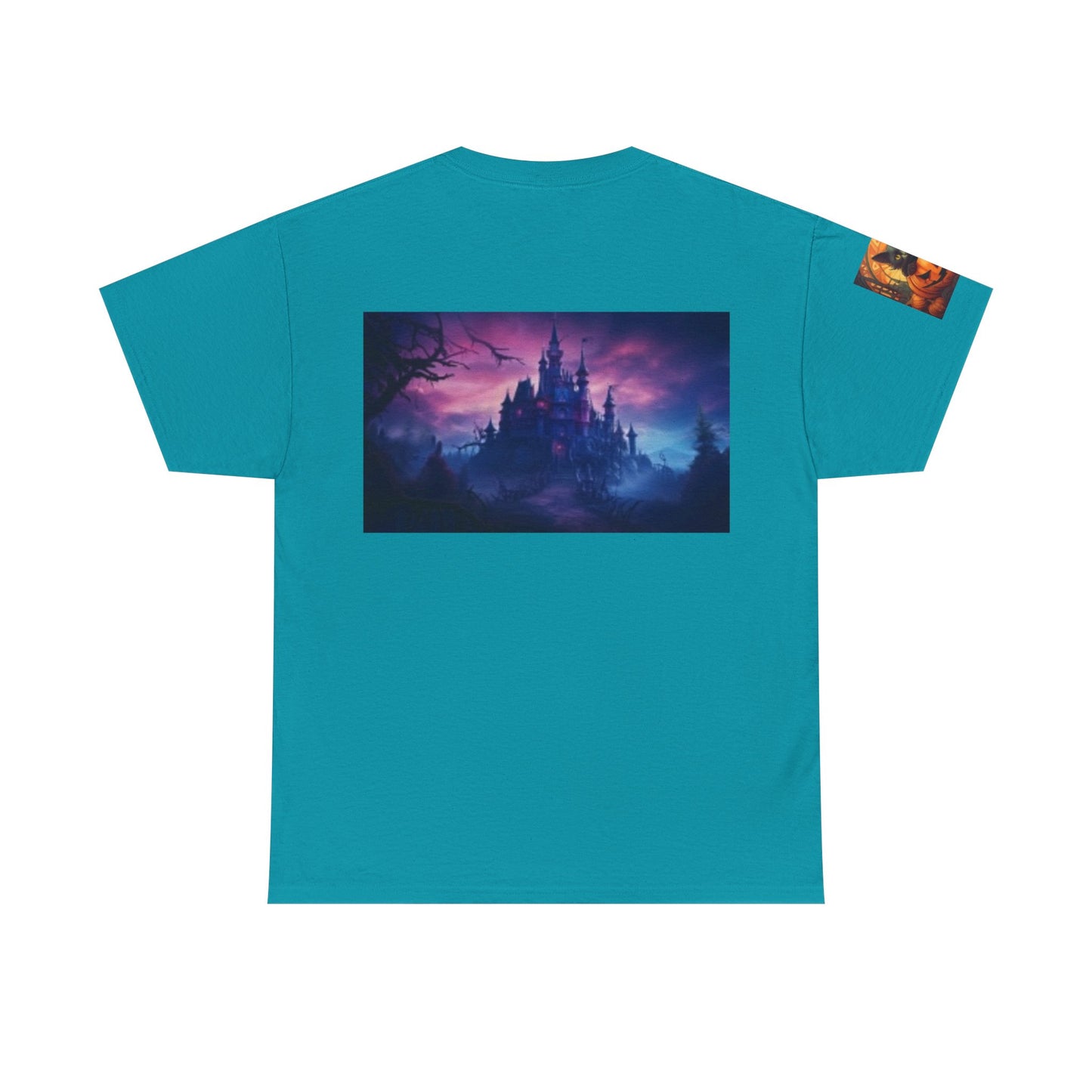 Witch Wine Castle Black Cat Unisex Heavy Cotton T-shirt