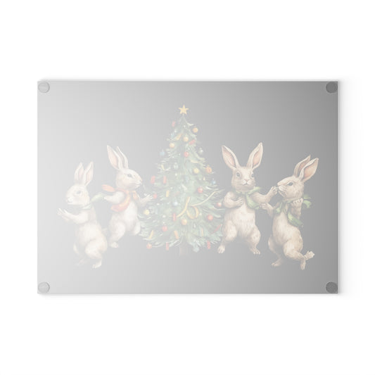 Planche à découper en verre Arbre de Noël à quatre lapins