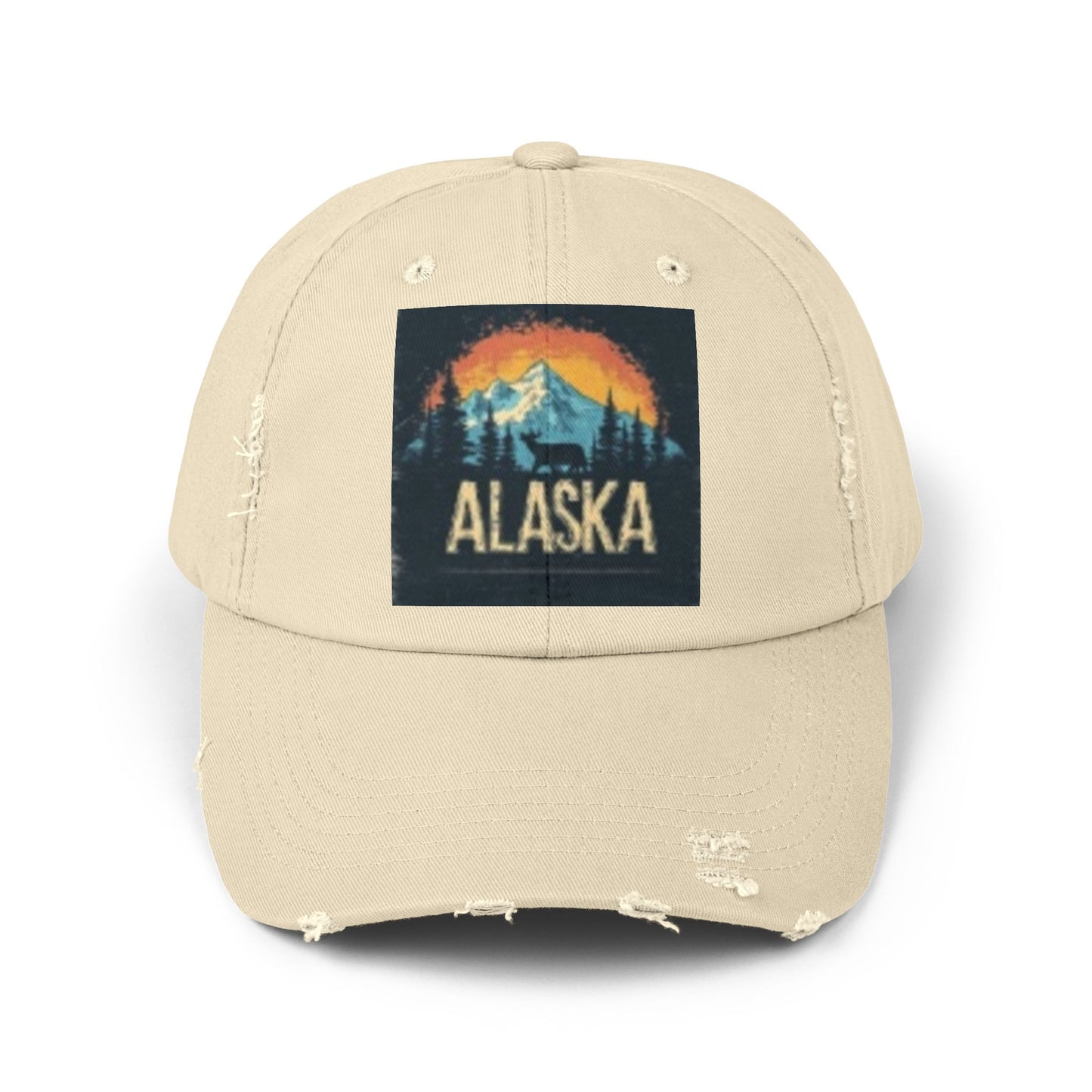 Casquette unisexe vieillie – Chapeau graphique vintage des montagnes de l'Alaska 