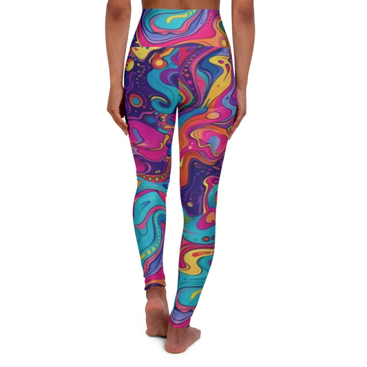 Psychedelic High Waisted Yoga Leggings - Colorful Activewear for Fitness & Leisure