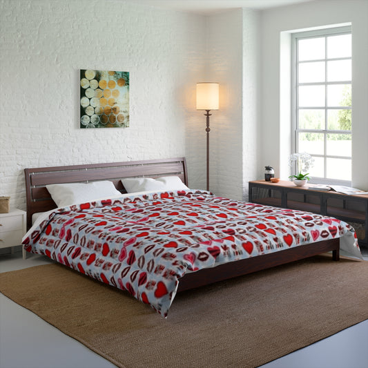Comforter 104"x88" Hearts Lips Love Cozy Snuggle Warm