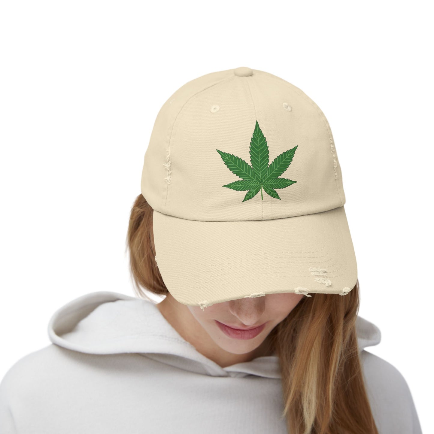 Casquette unisexe effet vieilli avec motif feuille – Streetwear décontracté pour les amoureux de la nature 