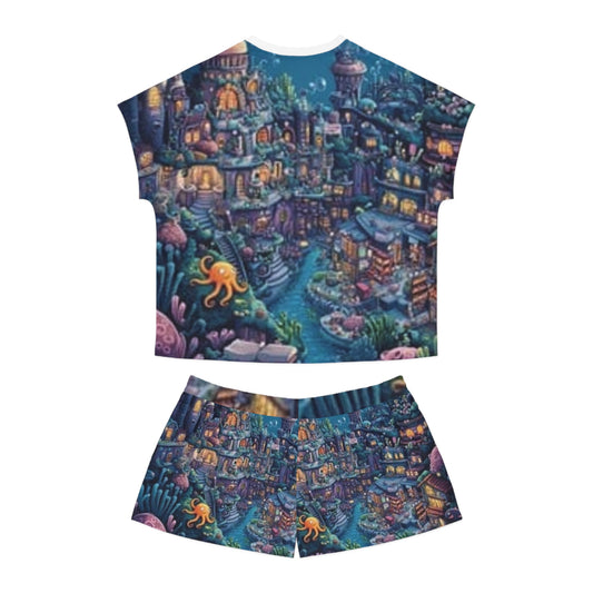 Women's Short Pajama Set Ocean Very Colorful Cozy