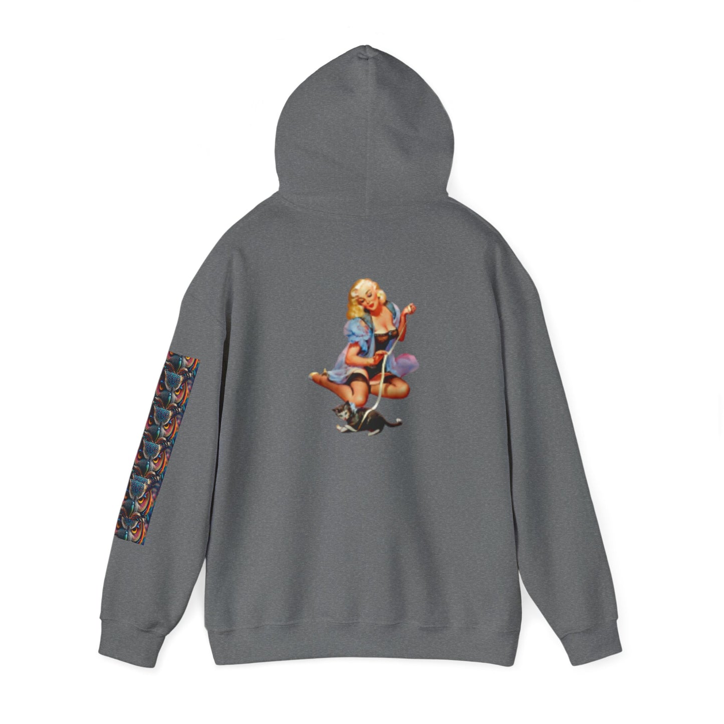 Sudadera con capucha retro de mujer sexy con lencería con un gato