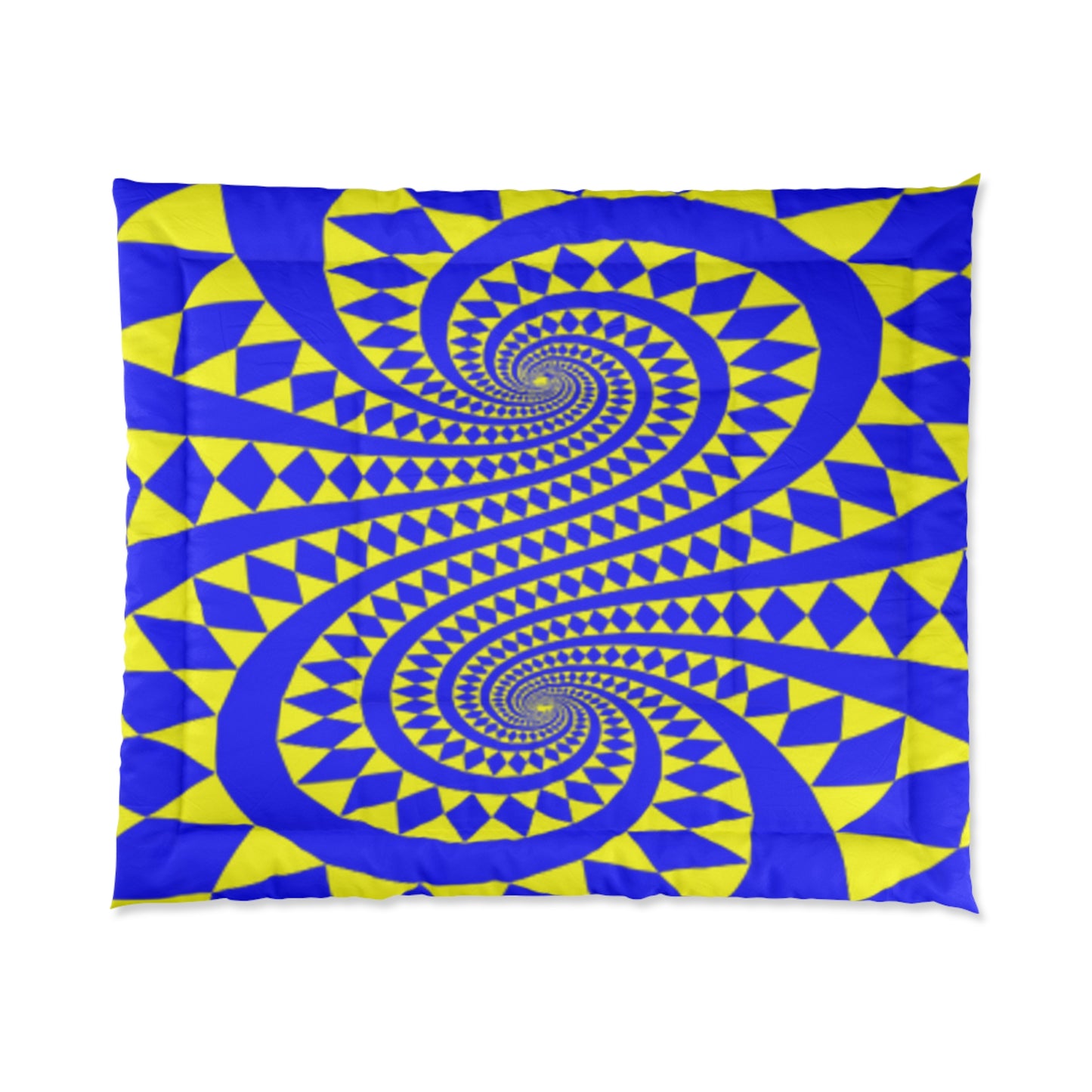 Couverture douillette 104"x88" King Size Motif tourbillons bleus et jaunes