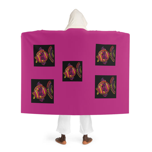 Hooded Sherpa Fleece Blanket Colorful Fish