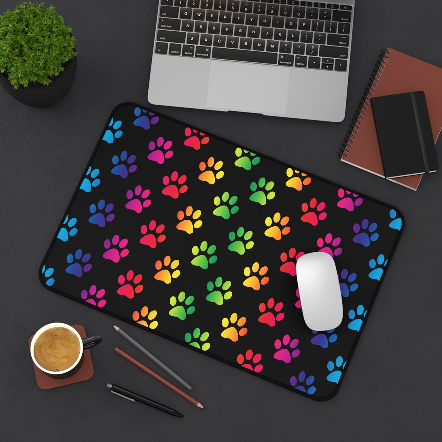 Colorful Paw Print Desk Mat - Perfect for Pet Lovers