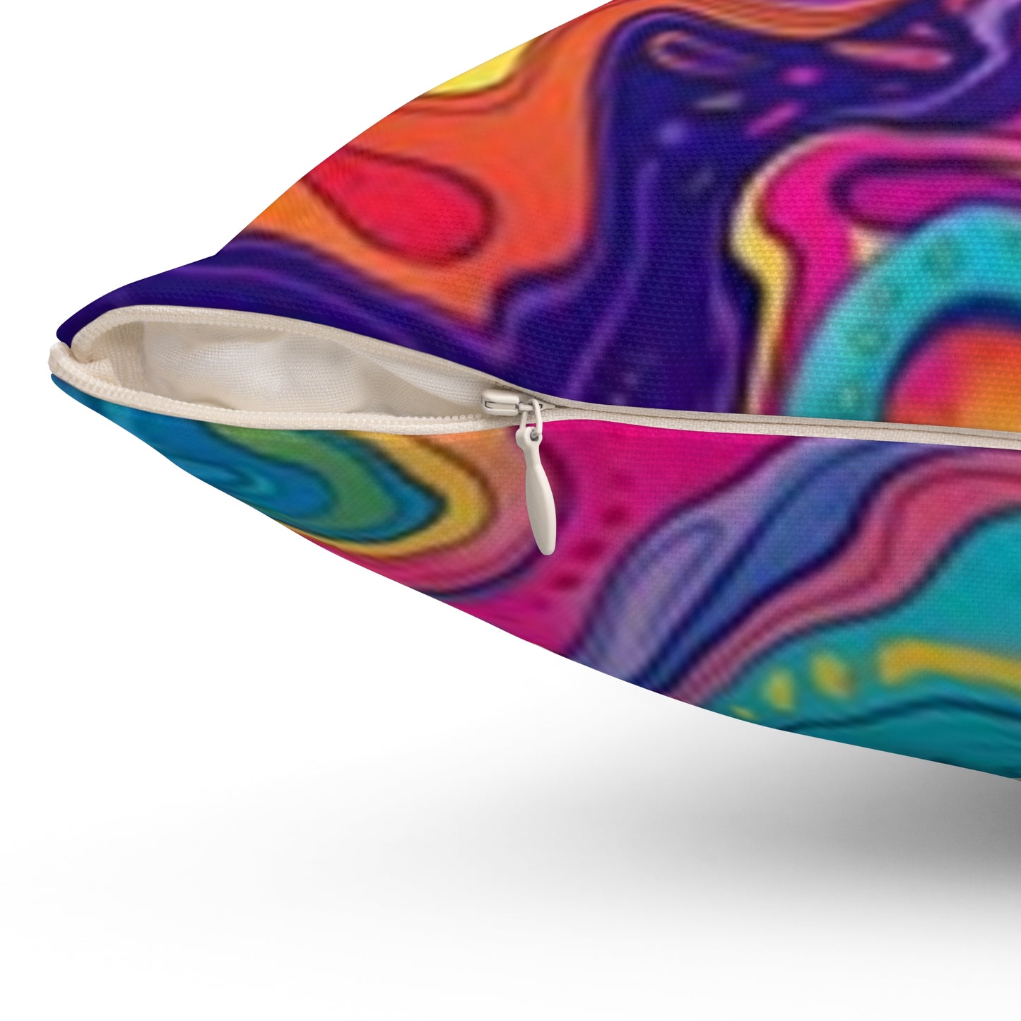 Almohada de arte abstracto vibrante - Cojín decorativo de poliéster hilado colorido