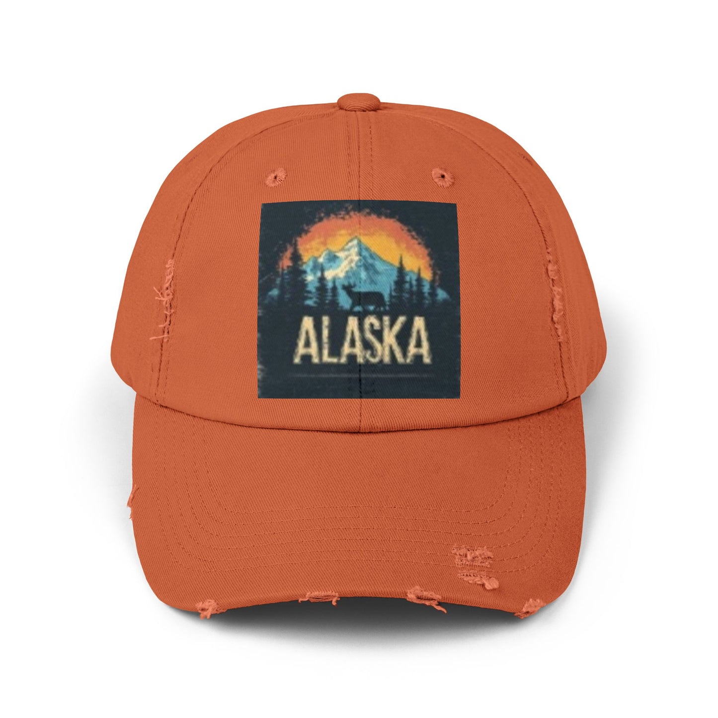 Casquette unisexe vieillie – Chapeau graphique vintage des montagnes de l'Alaska 