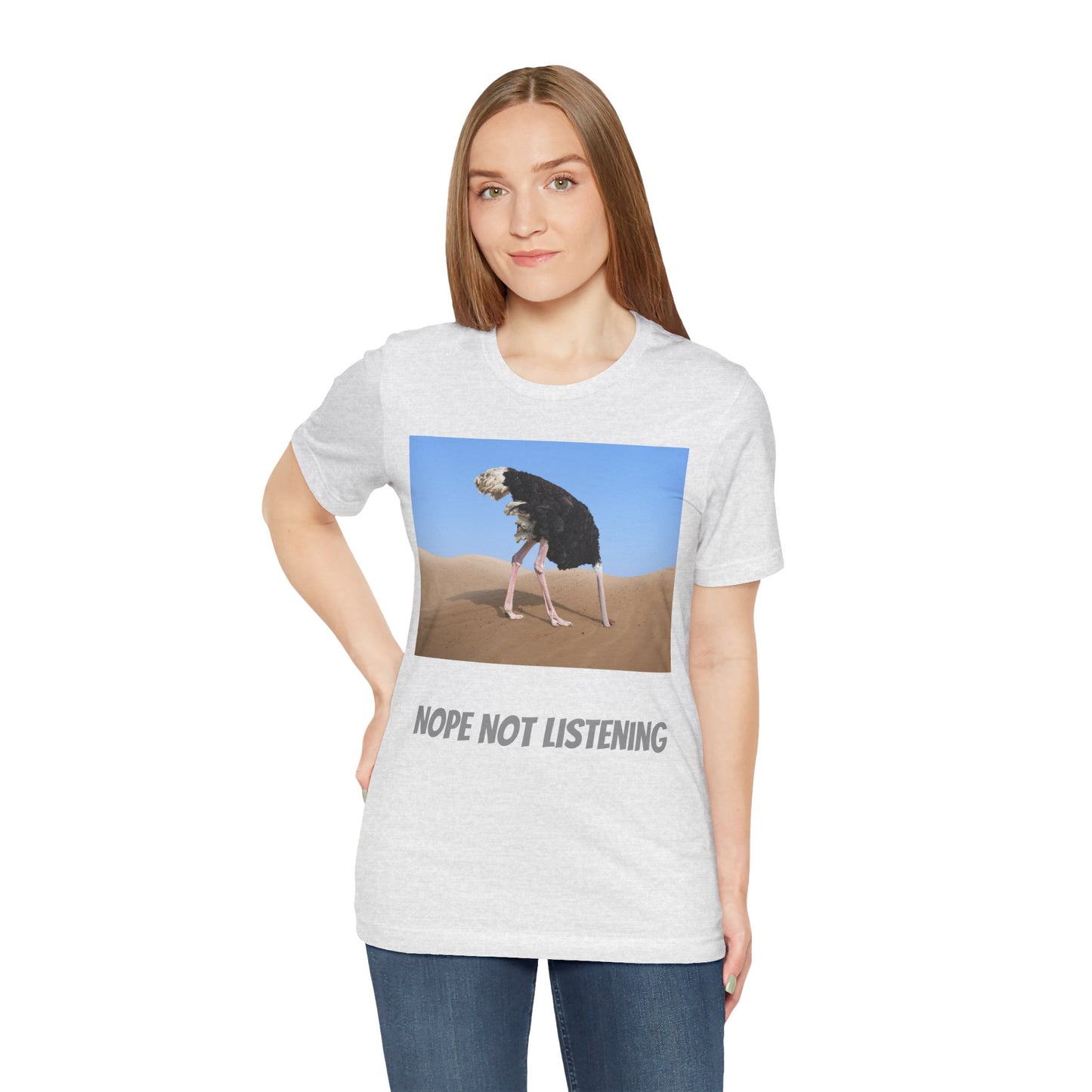 Camiseta avestruz no, no escucho