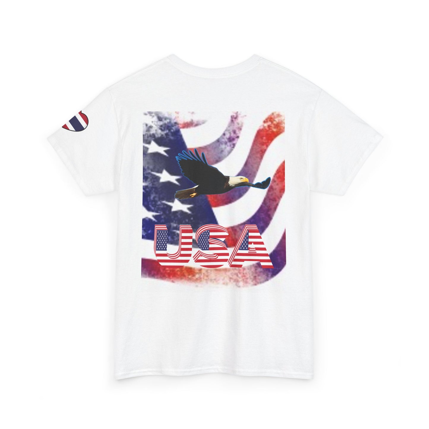 Camiseta unisex de algodón grueso USA Pride - Diseño de puño patriótico y águila 