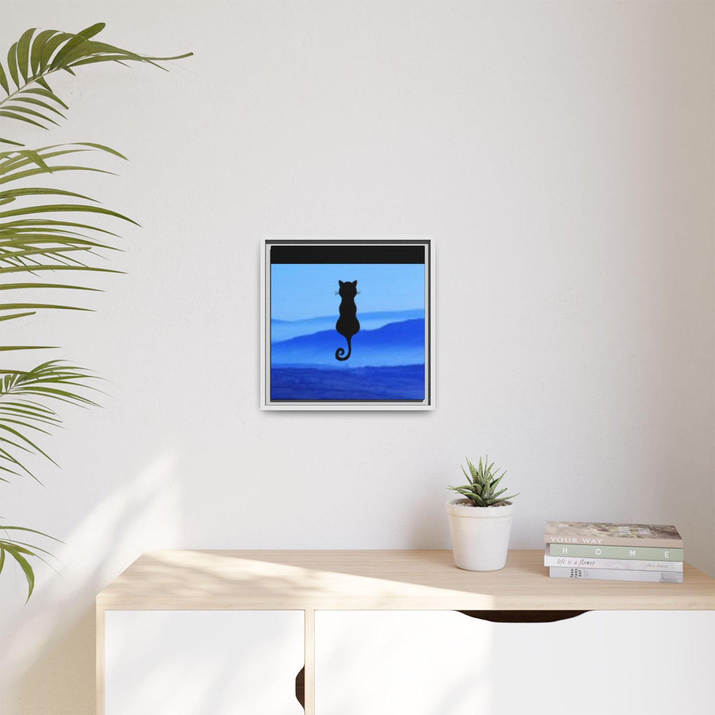 Framed Cat Silhouette Art Print, Wall Decor, Cat Lover Gift, Home Office Art, Pet Memorial