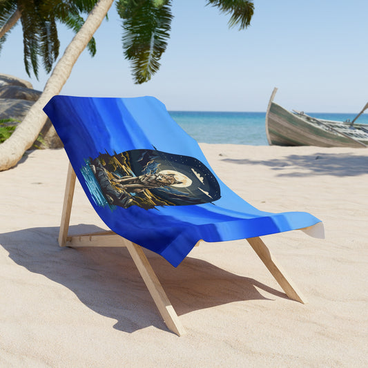 Serviette de plage Loup hurlant à la lune – Parfaite pour les aventures estivales et les loisirs en plein air
