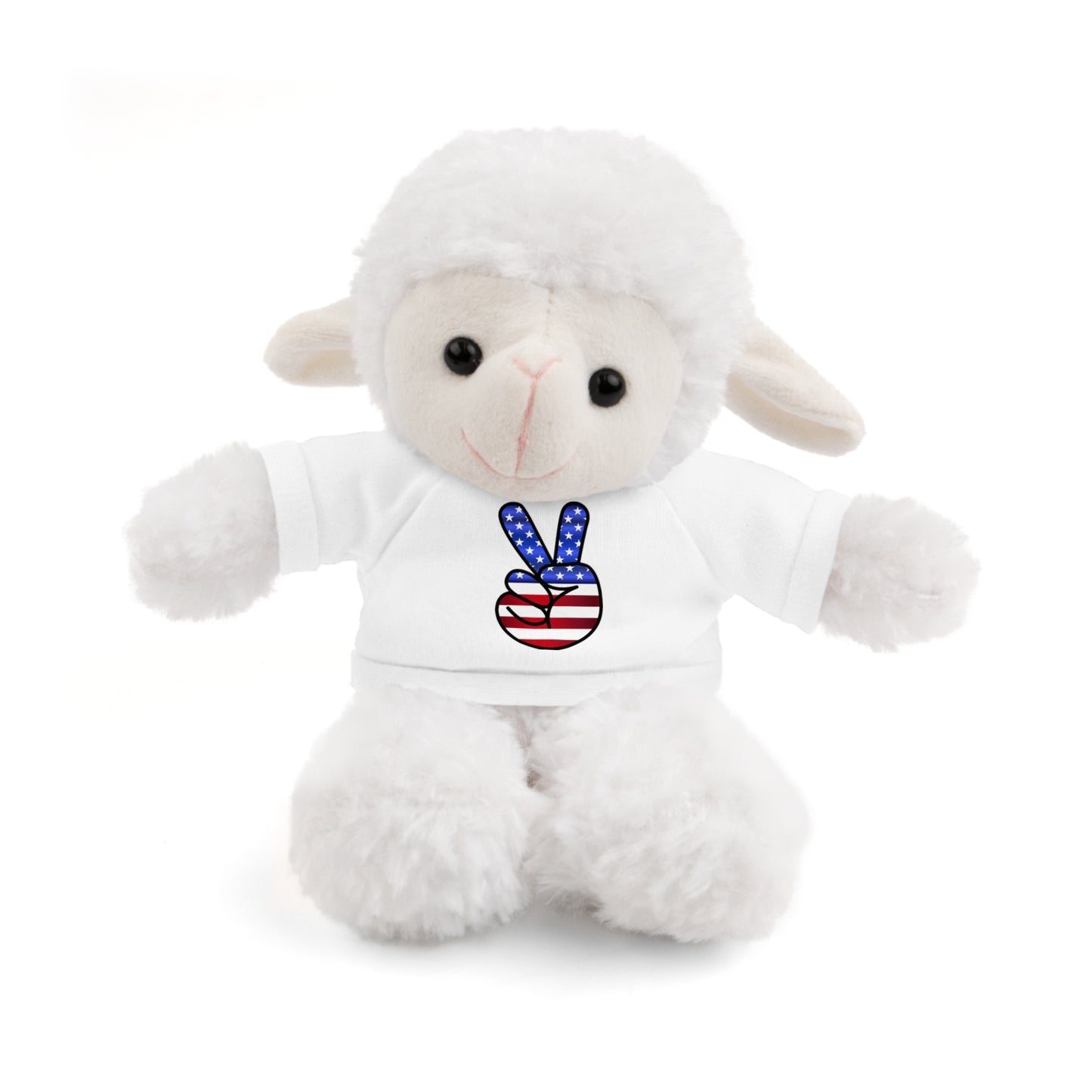 Stuffed Teddy Bear Peace Sign Red White Blue