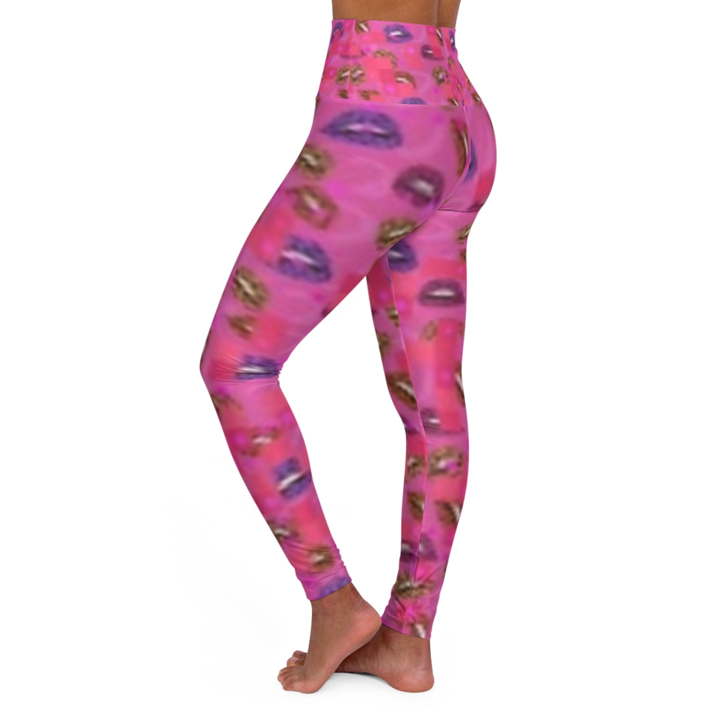 Kiss Print High Waisted Yoga Leggings - Comfortable & Stylish Activewear