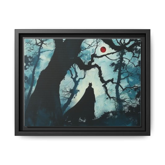 Batman Landscape Wall Art, Framed Matte Canvas, Dark Forest Decor, Gothic Art Print, Unique Home Decor, Perfect Gift for Art Lovers