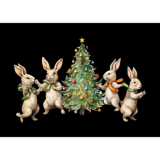 Couverture tissée Arbre de Noël à quatre lapins