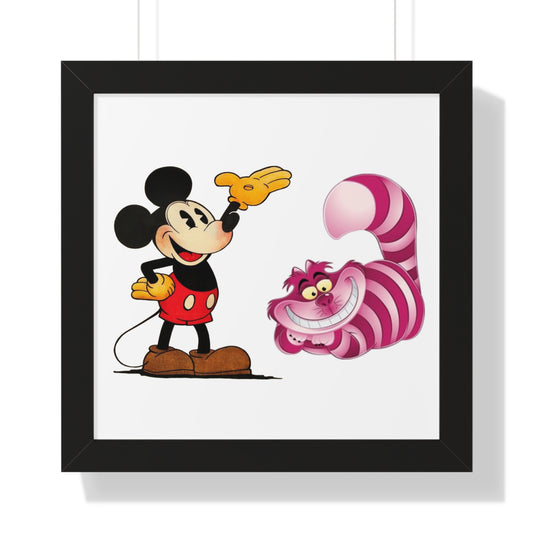 Framed Horizontal Poster Mickey Mouse & Chestire Cat