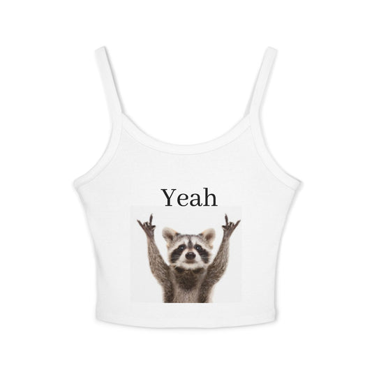 Women's Spaghetti Strap Tank Top Raccoon Yeah