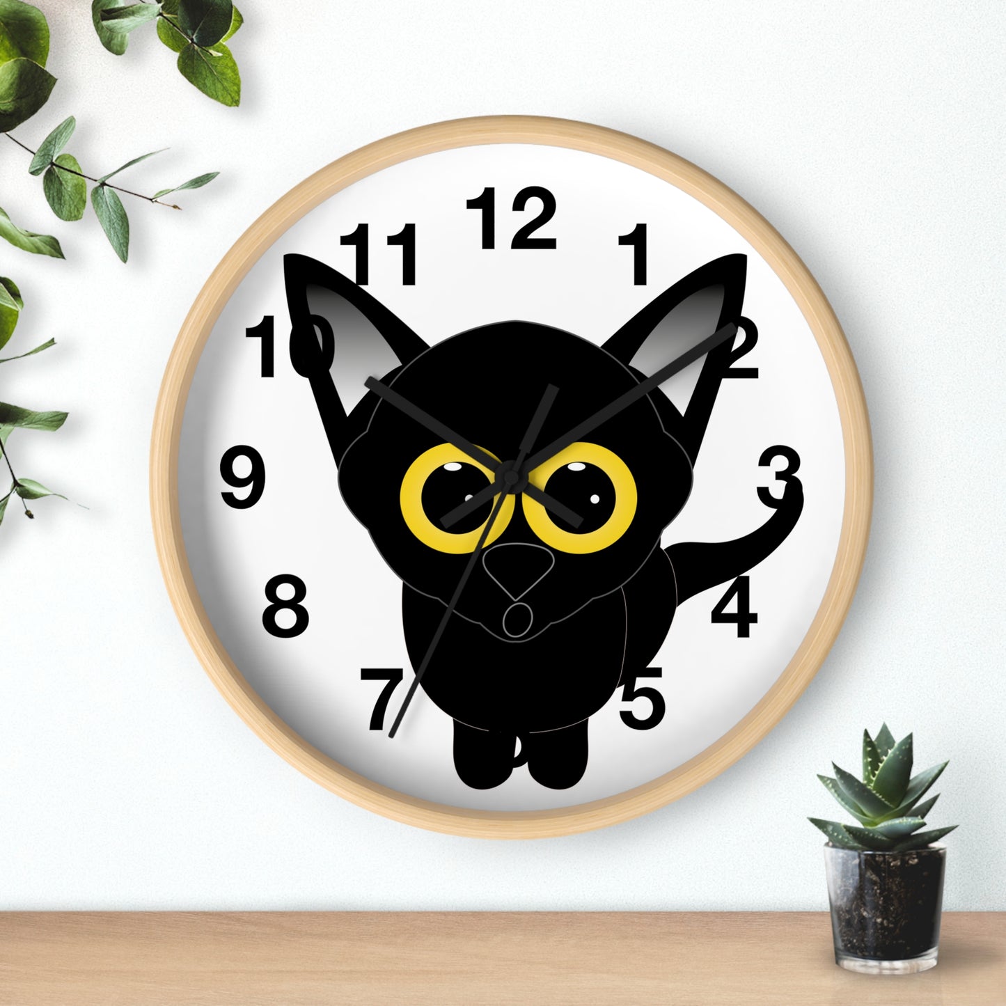 Reloj de pared Gato Negro con Ojos Grandes