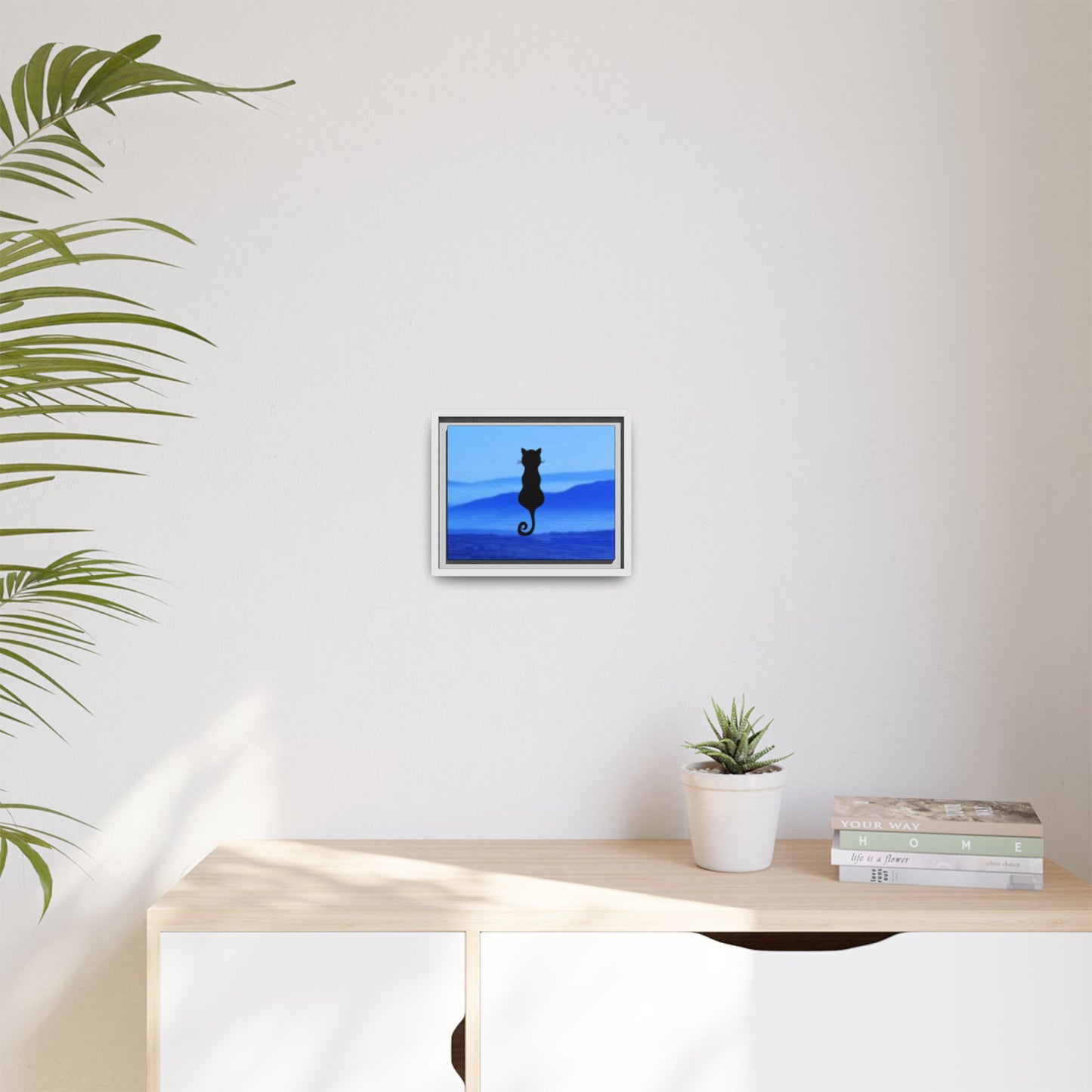 Framed Cat Silhouette Art Print, Wall Decor, Cat Lover Gift, Home Office Art, Pet Memorial
