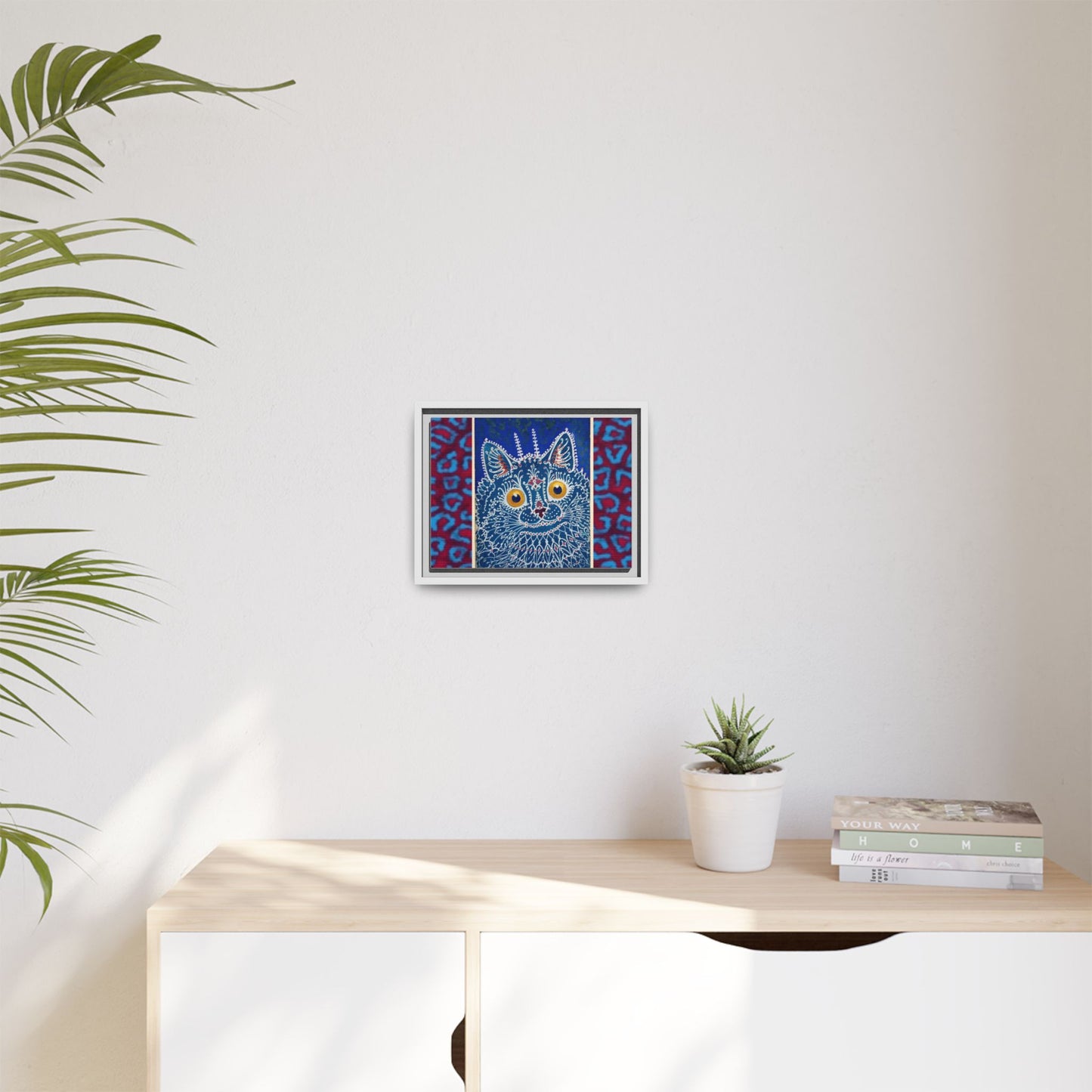 Colorful Cat Framed Matte Canvas Art - Whimsical Home Decor
