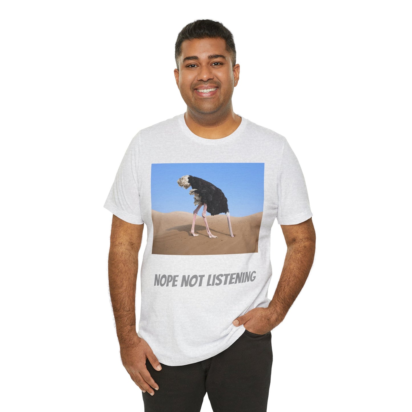 Camiseta avestruz no, no escucho