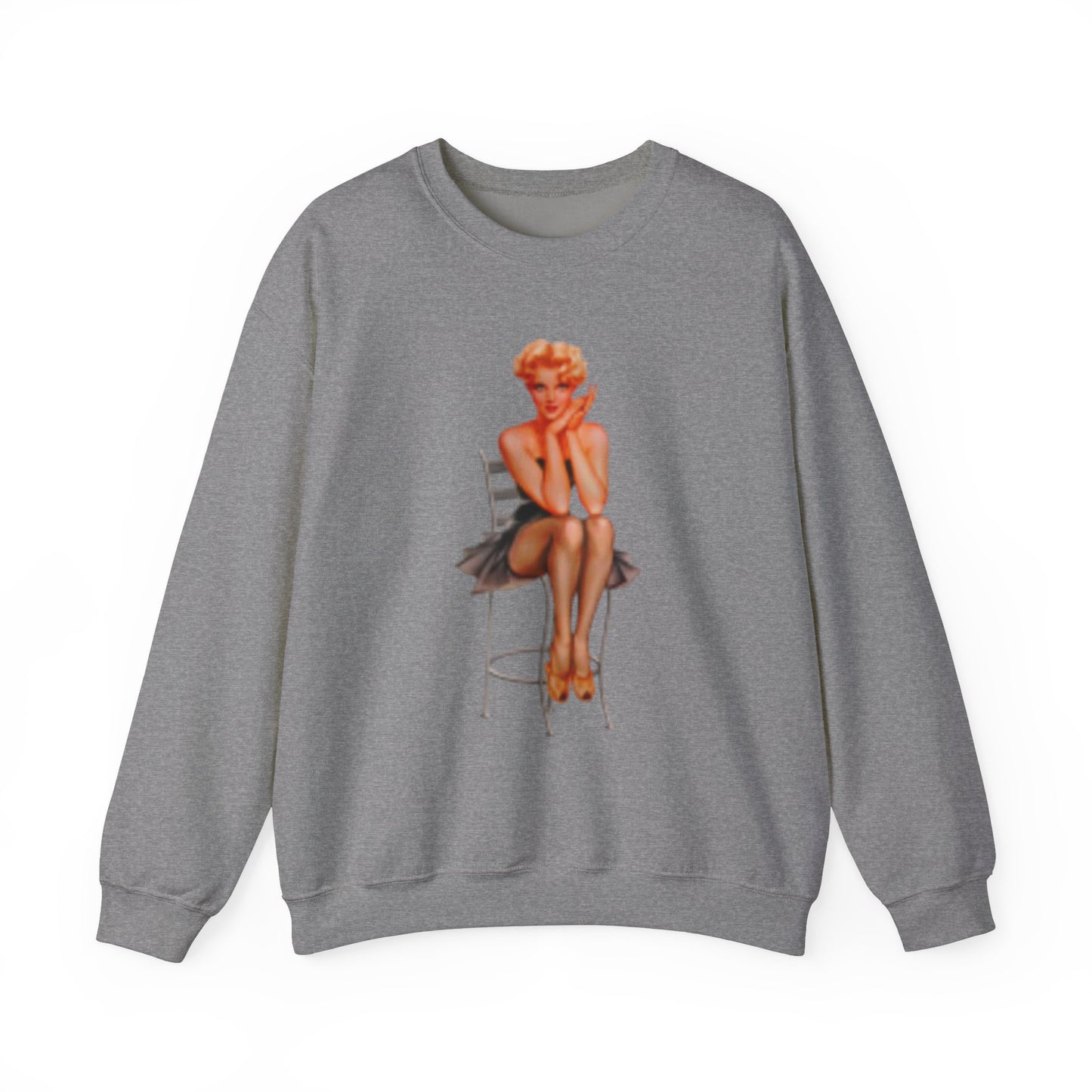 Sweatshirt Retro Beautiful Woman Sitting on Chair