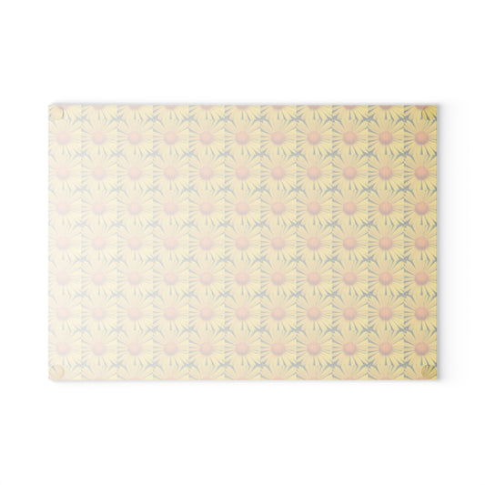 Tabla de cortar de vidrio con diseño de girasol: perfecta para entretener en verano y alegrar tu cocina. 