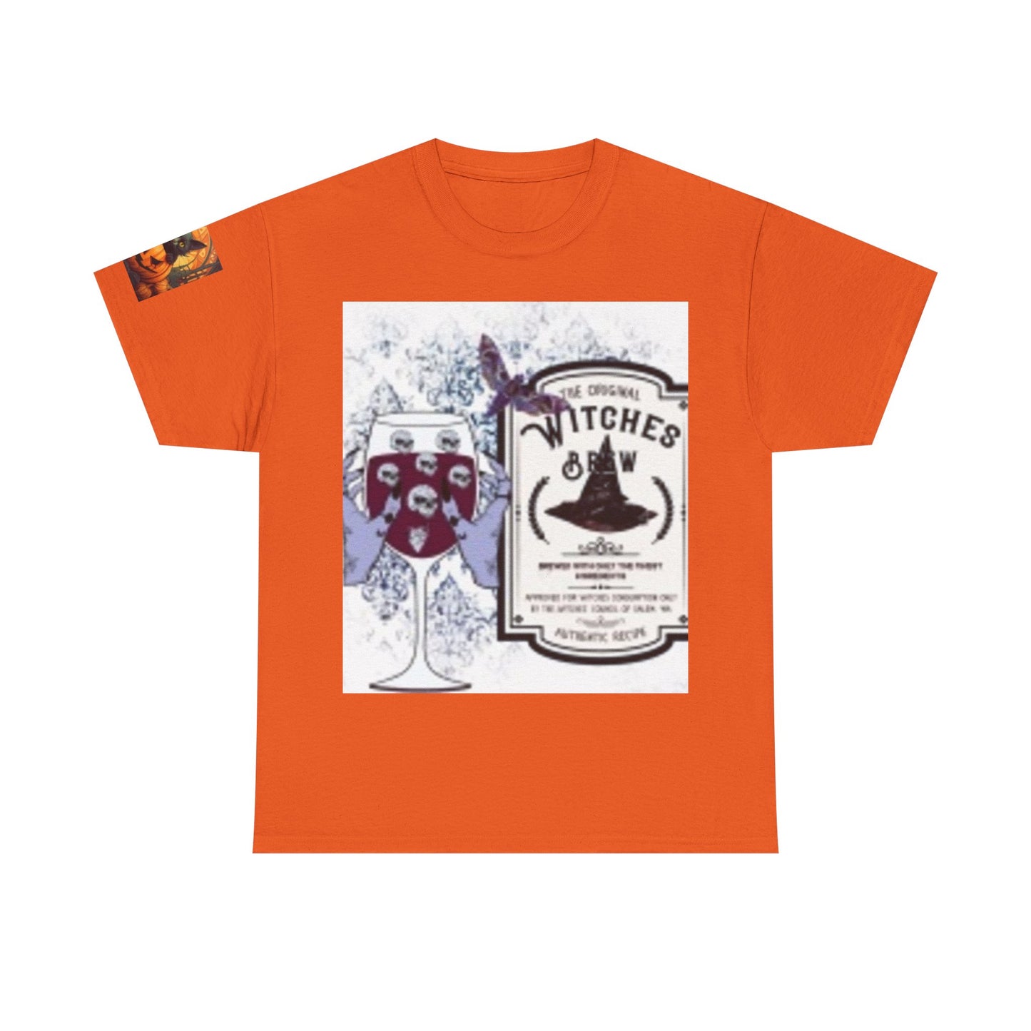 Witch Wine Castle Black Cat Unisex Heavy Cotton T-shirt