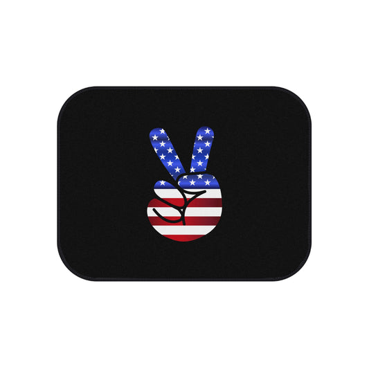 Car Mats (2x Rear) Peace Sign Red White Blue