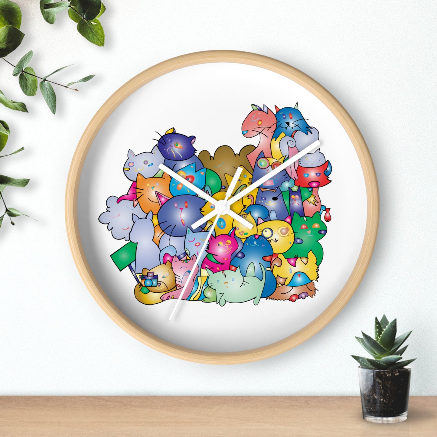 Horloge murale Chats colorés