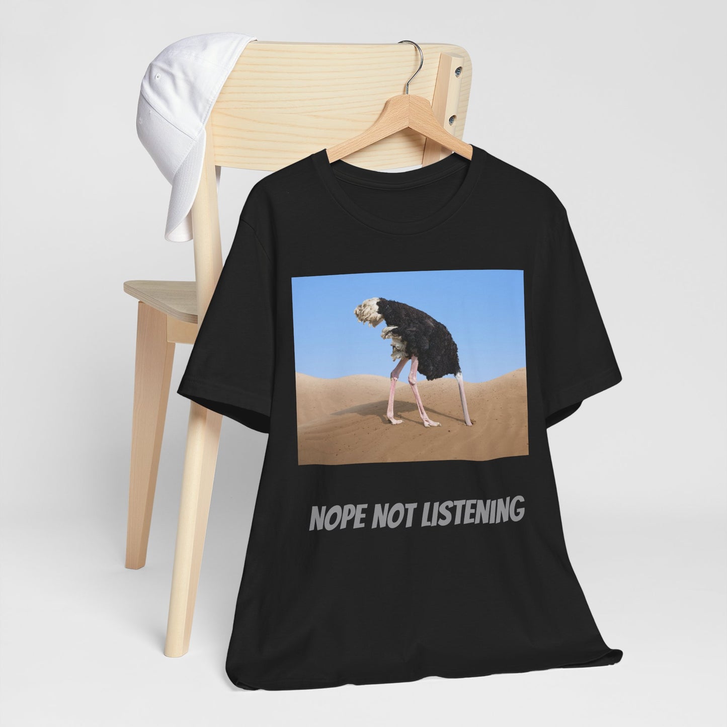 Camiseta avestruz no, no escucho