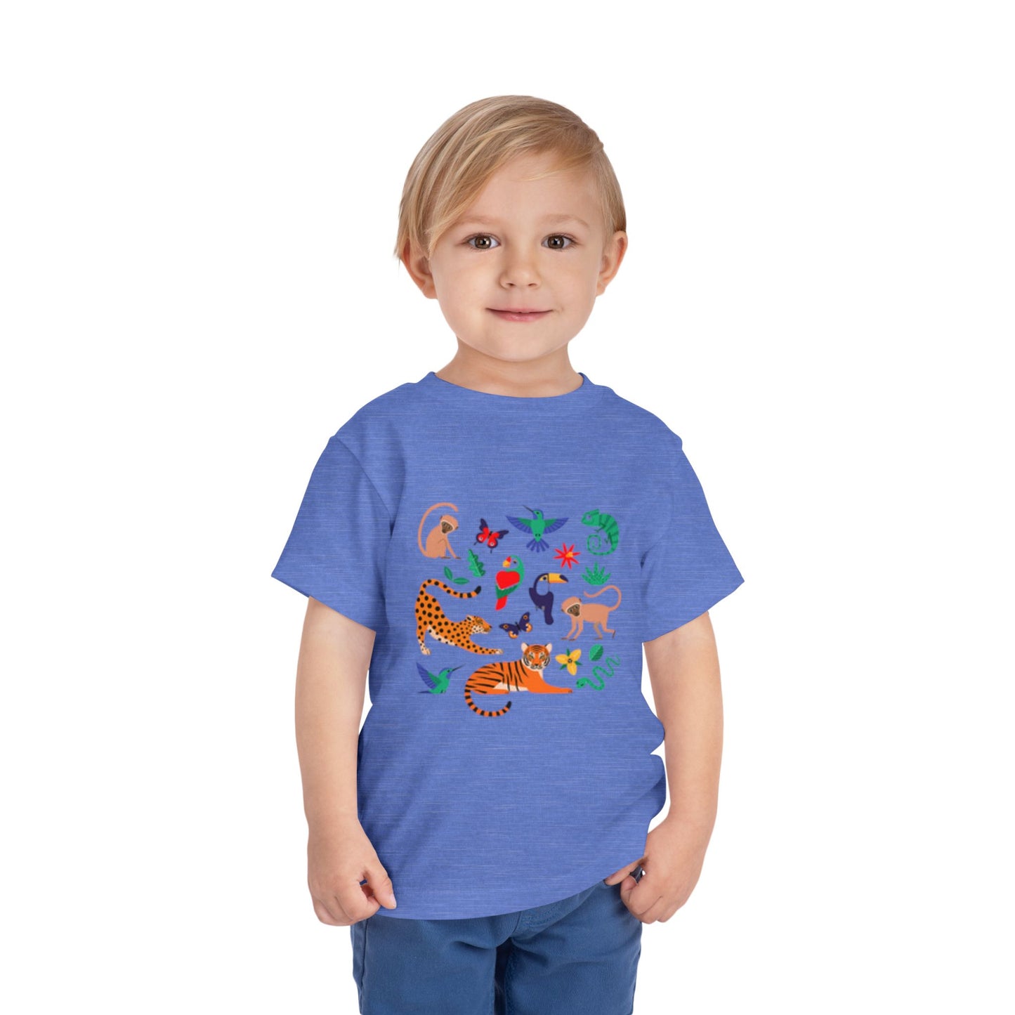 Wildlife Adventure Toddler Short Sleeve Tee - Fun Black Animal Print Shirt
