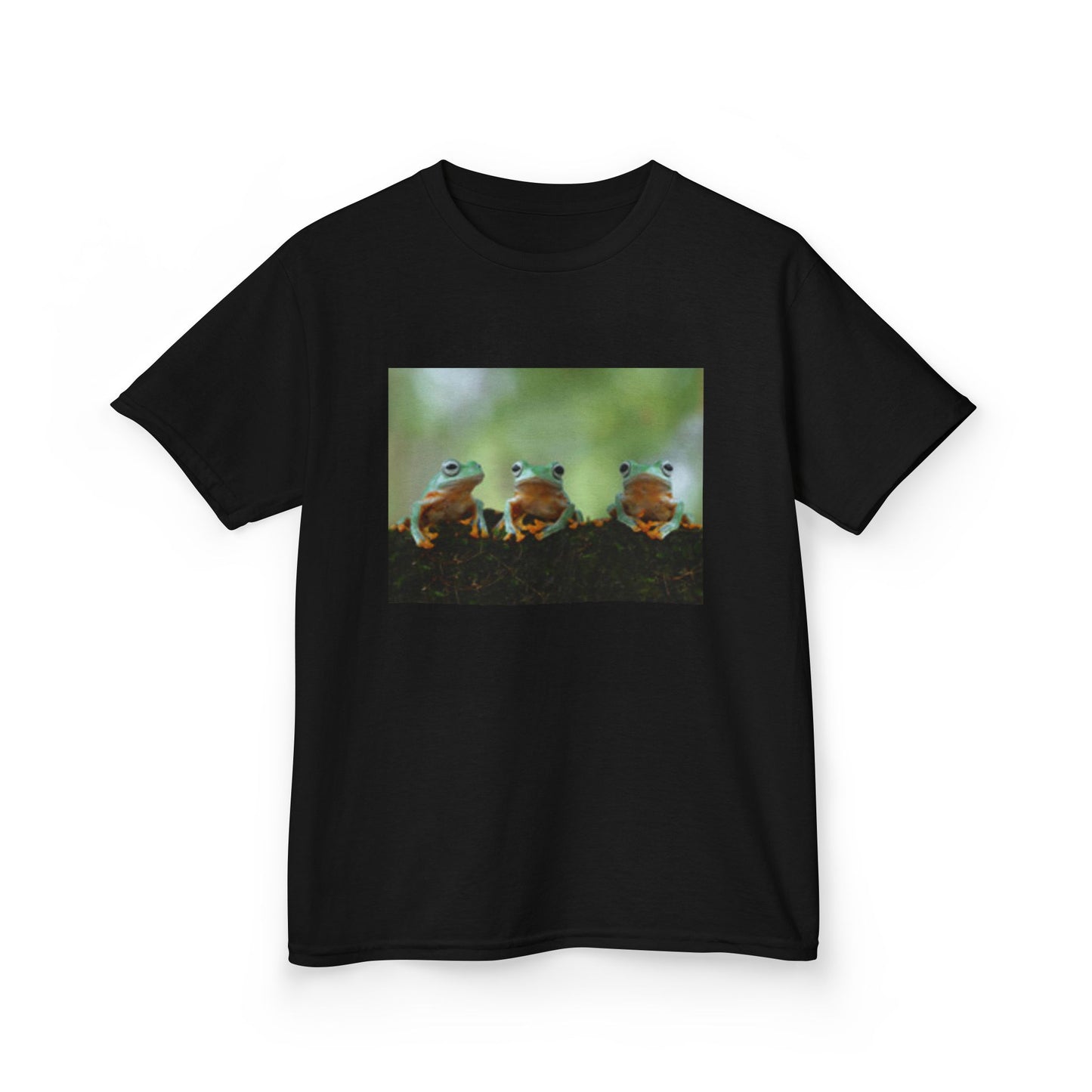 Playful Frog Kids Heavy Cotton Tee - Cute Nature Design for Young Adventurers