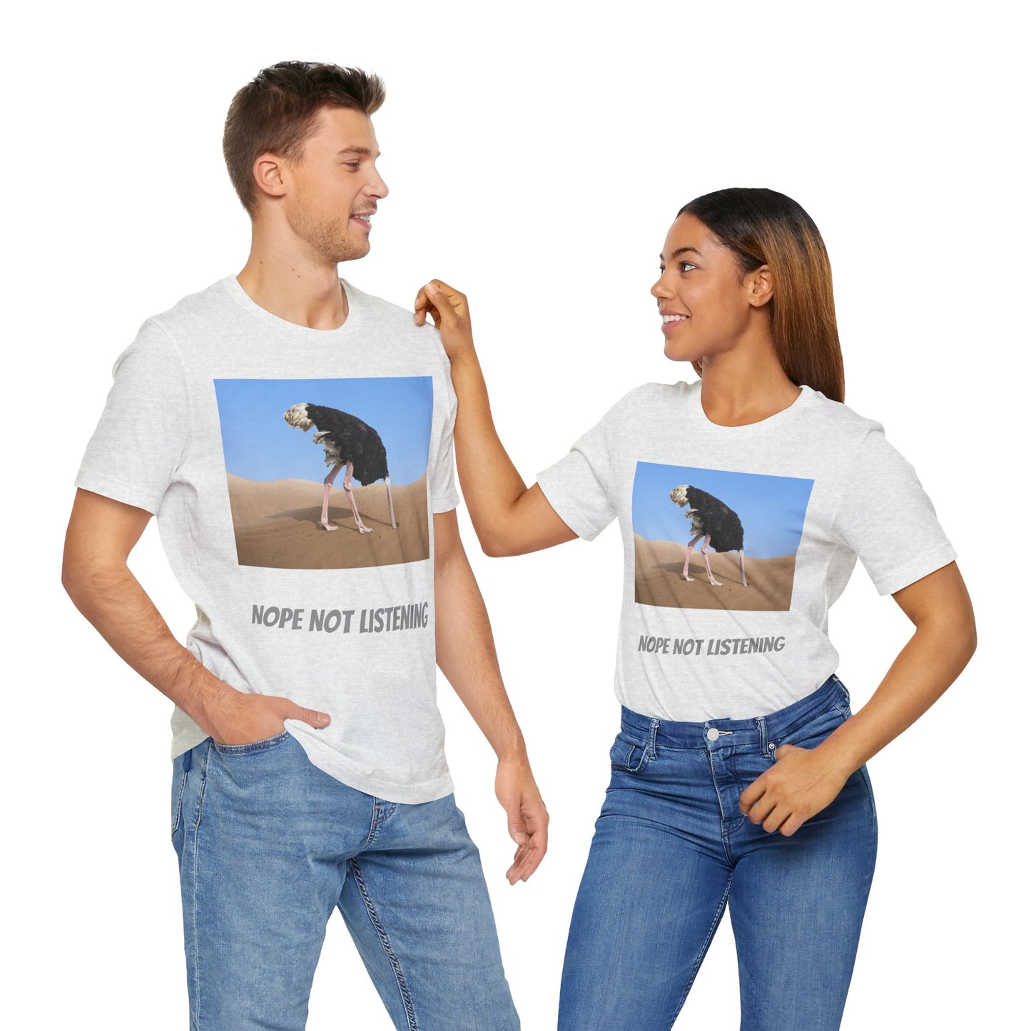 Camiseta avestruz no, no escucho