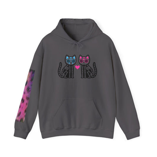 Vibrant Cat Art Hoodie - Cozy Animal Lover Sweatshirt, Festival Fashion, Gift for Cat Mom, Fall Outfit, Unique Hooded Sweatshirt