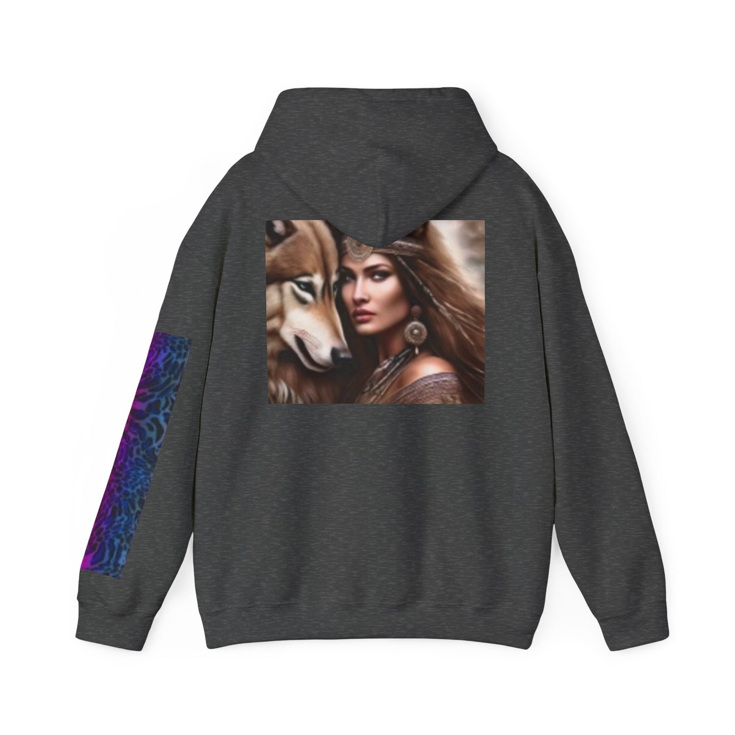 Wolf & Woman Graphic Hoodie - Unisex Heavy Blend™ Sweatshirt for Nature Lovers